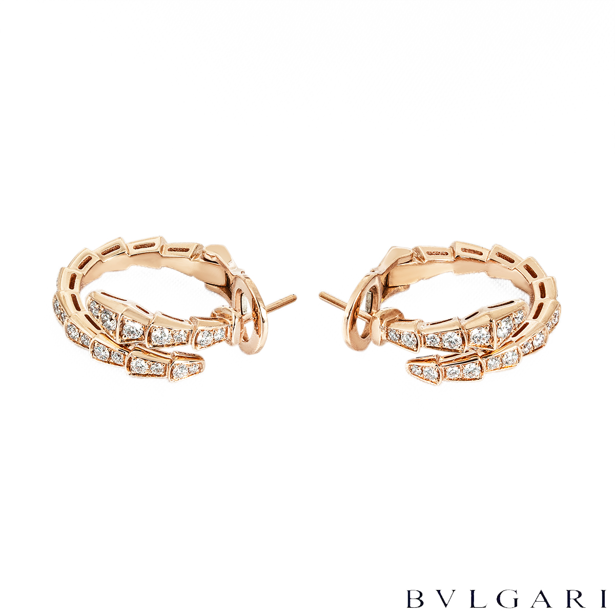 Bvlgari Rose Gold Diamond Serpenti Viper Hoop Earrings 0.75ct 358361 Bvlgari Rose Gold Diamond Serpenti Viper Hoop Earrings 0.75ct 358361